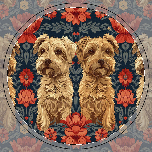 Yorkie Charm Twins Ceramic Coaster