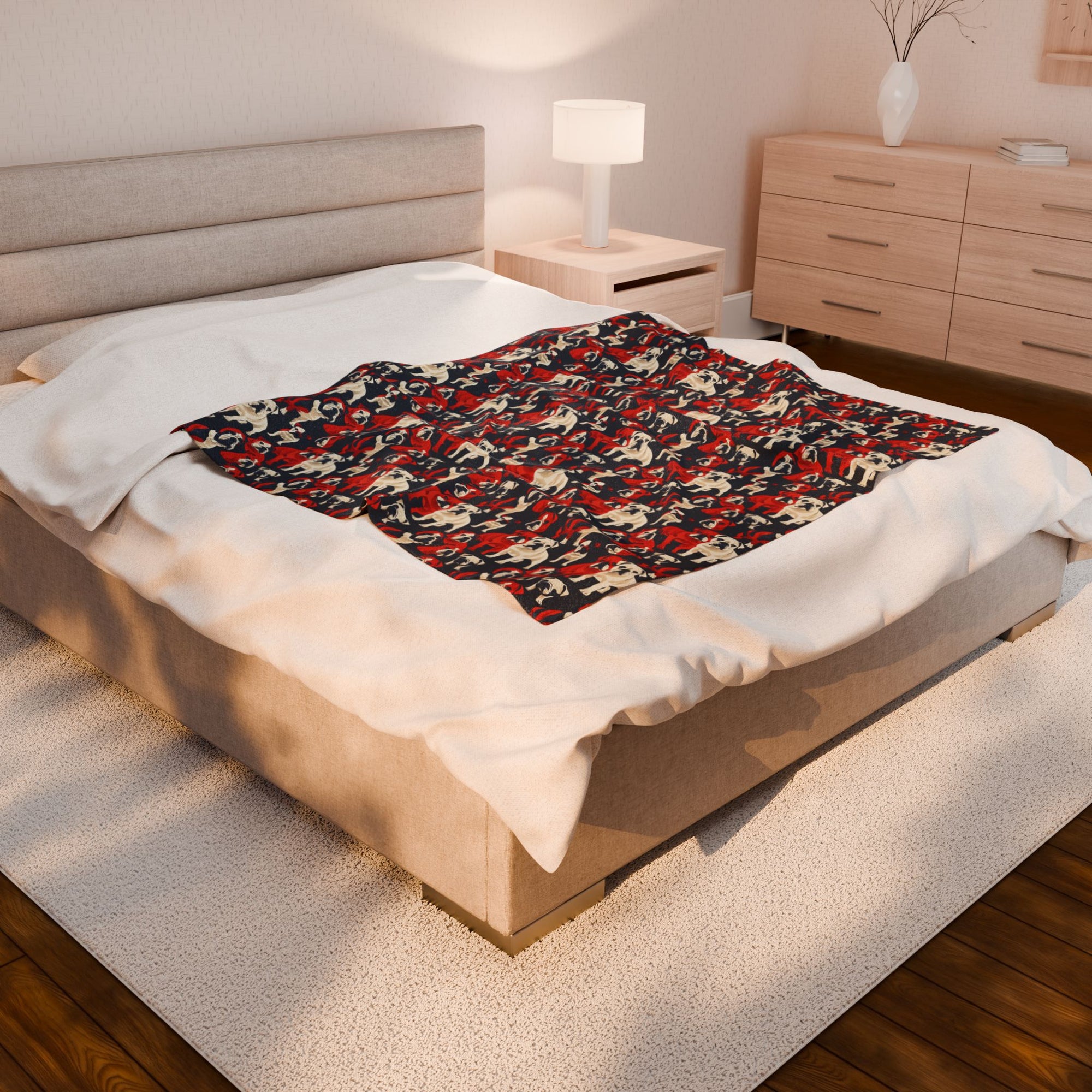 Bulldoggy Bliss Chomper Velveteen Plush Blanket