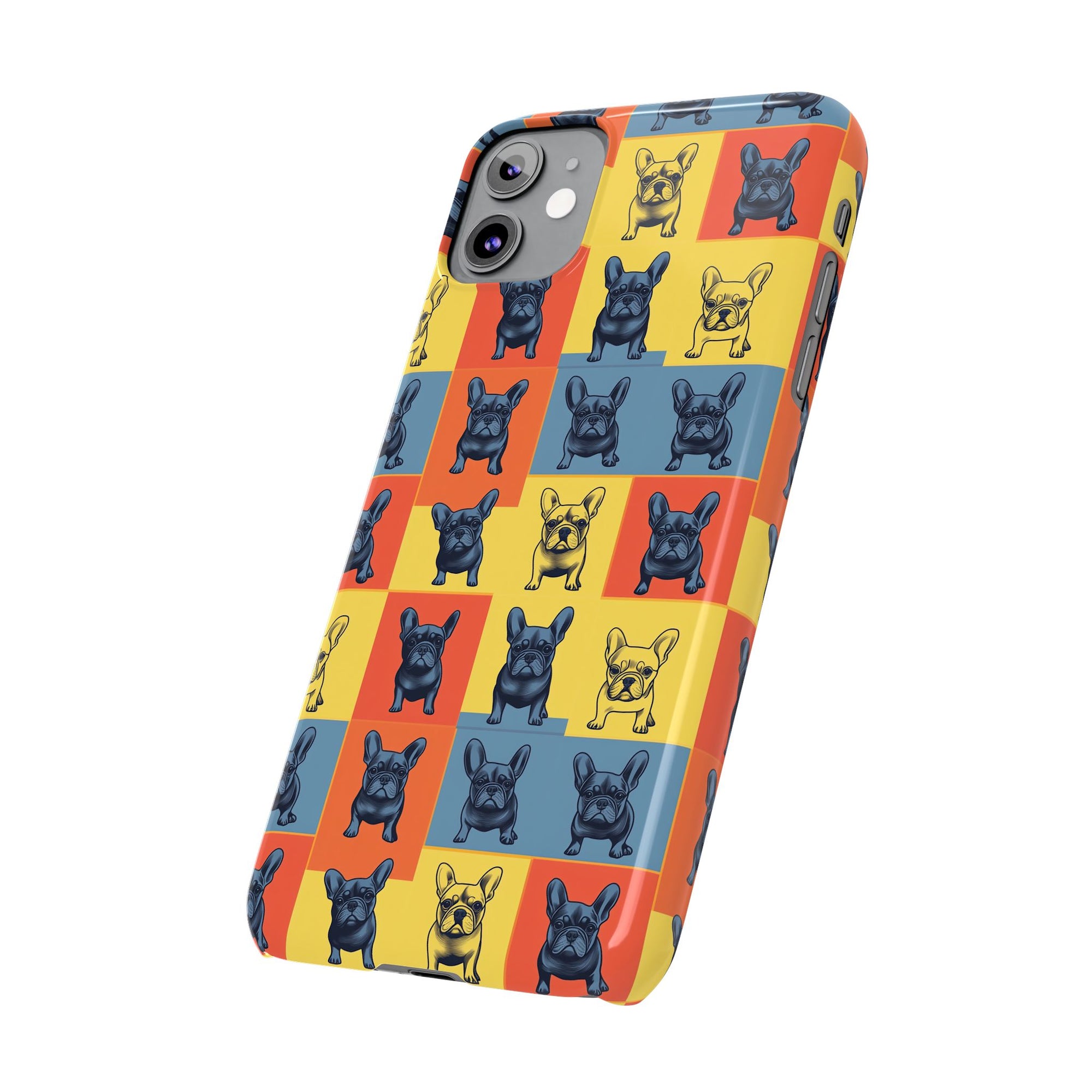 Frenchie Pop Art Pawfection Grid Slim Phone Cases