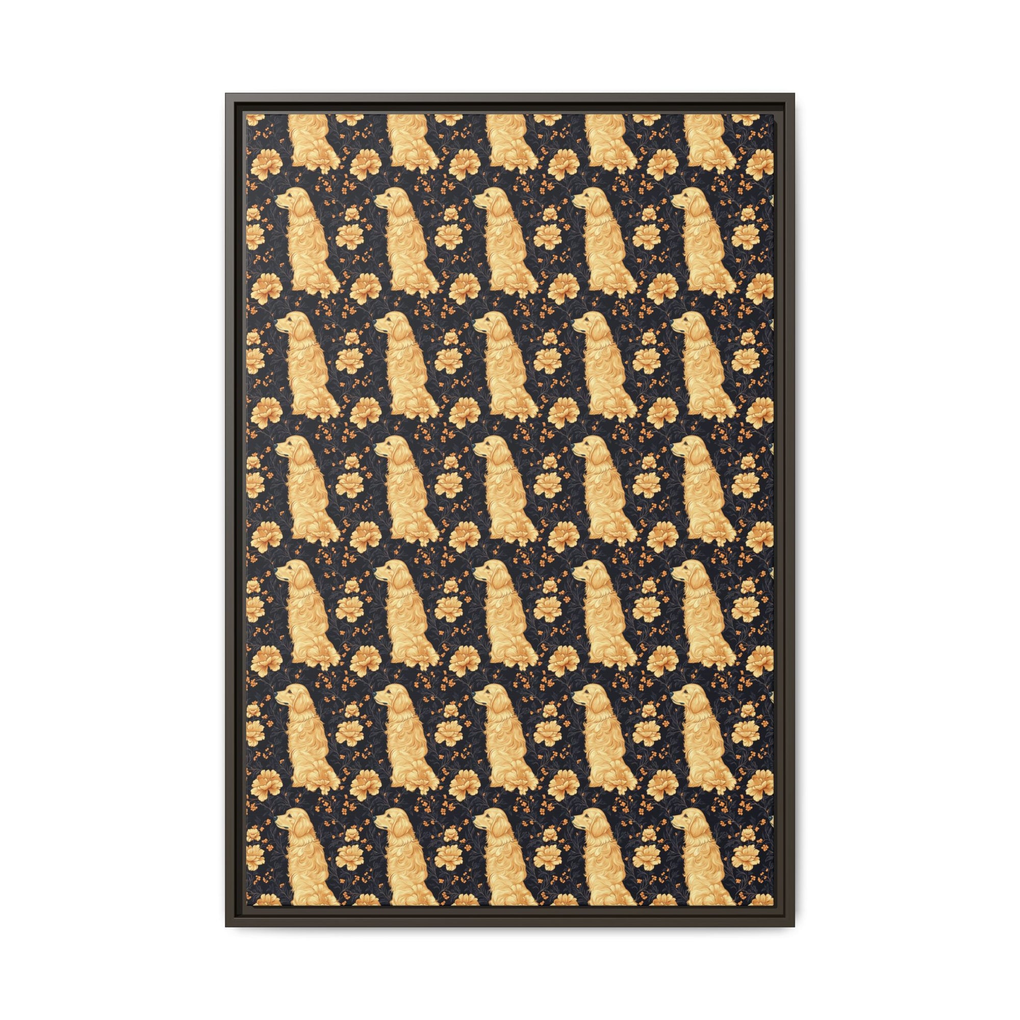 Golden Paws Floral Frenchie Matte Canvas, Framed