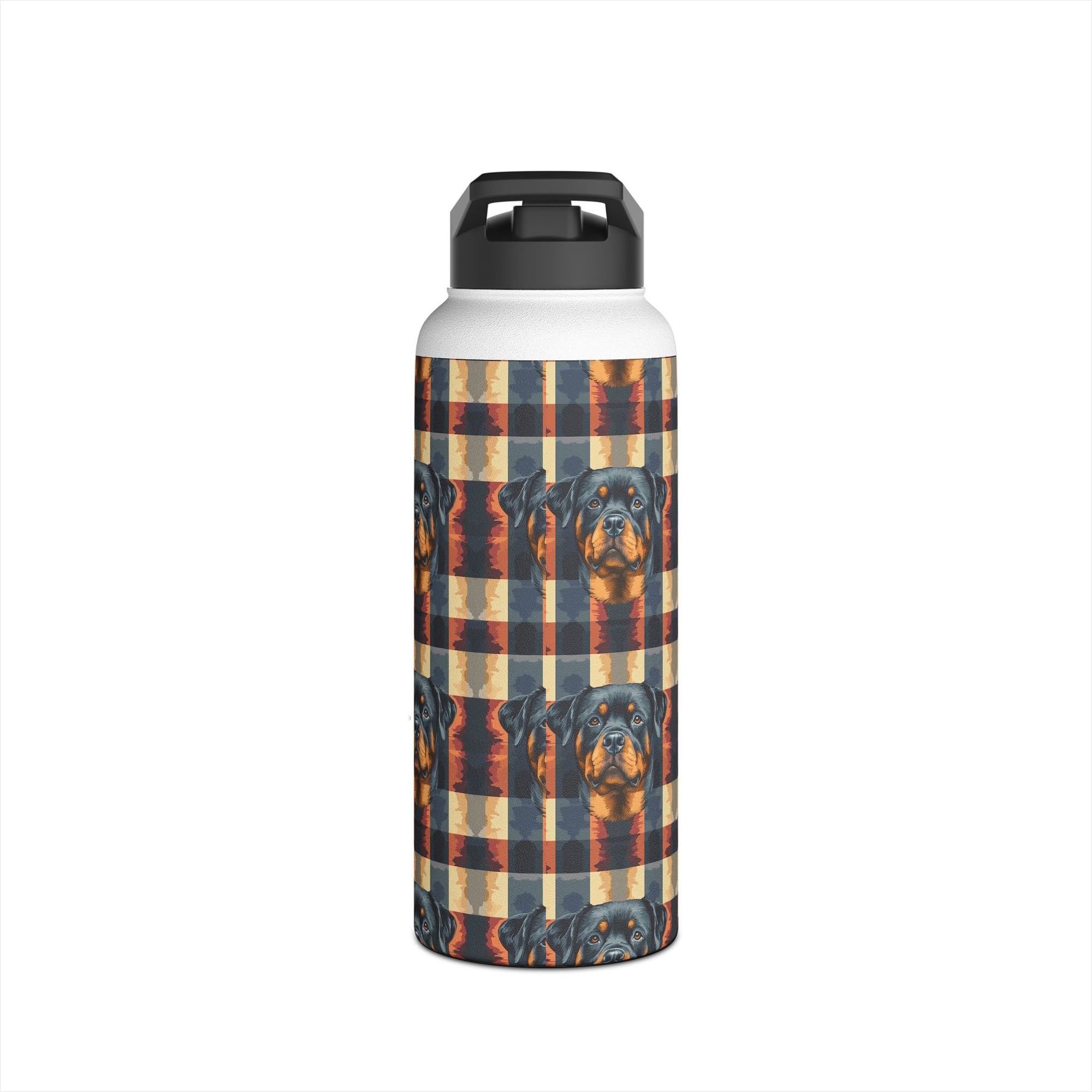 Pawsome Rottweiler Royalty Plaid Stainless Steel Water Bottle