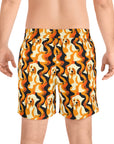 Golden Woof Abstract Glamour Men's Mid-Length Swim Shorts