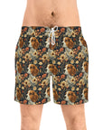 Beagle Blossoms Men's Mid-Length Swim Shorts