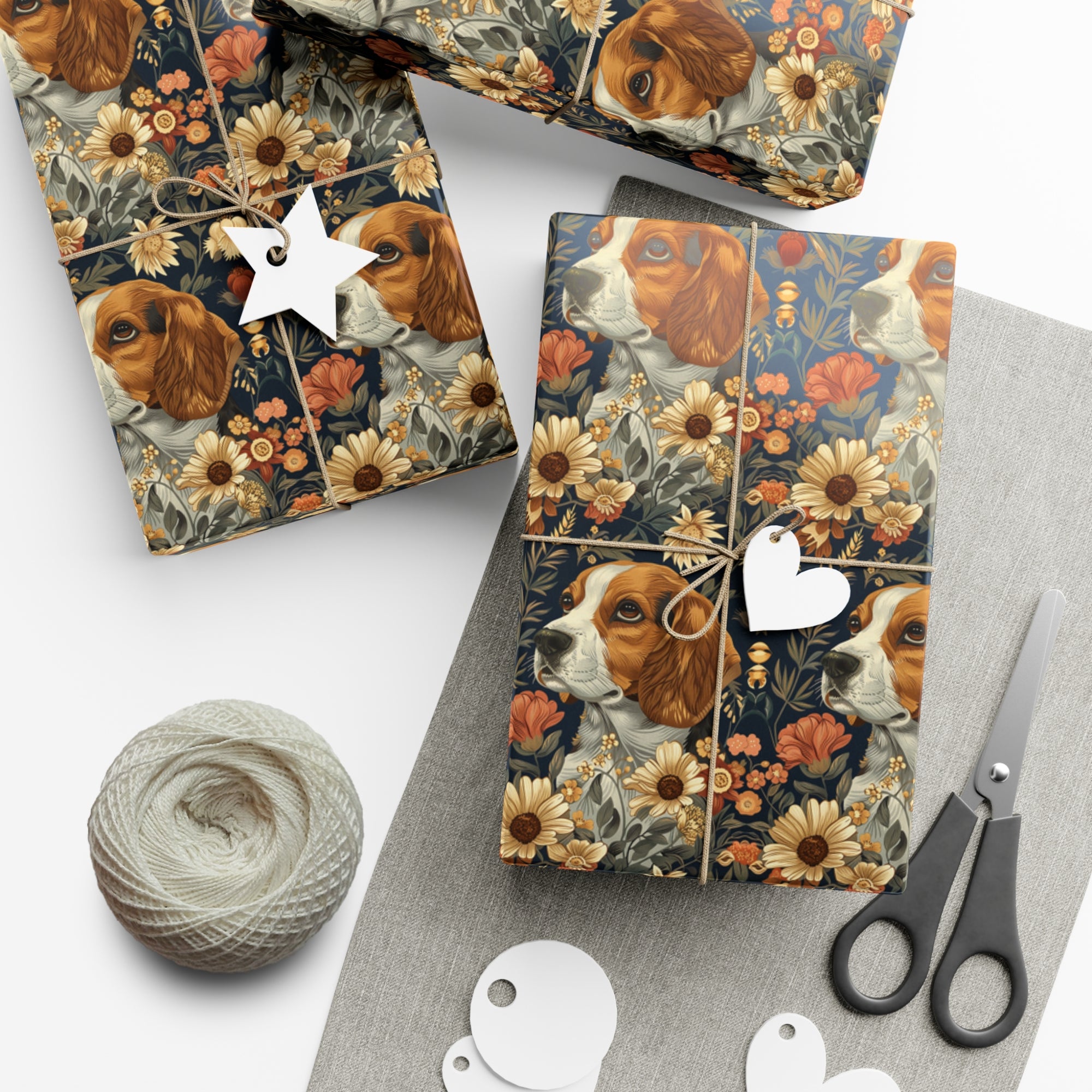 Beagle Blossoms Gift Wrap Papers