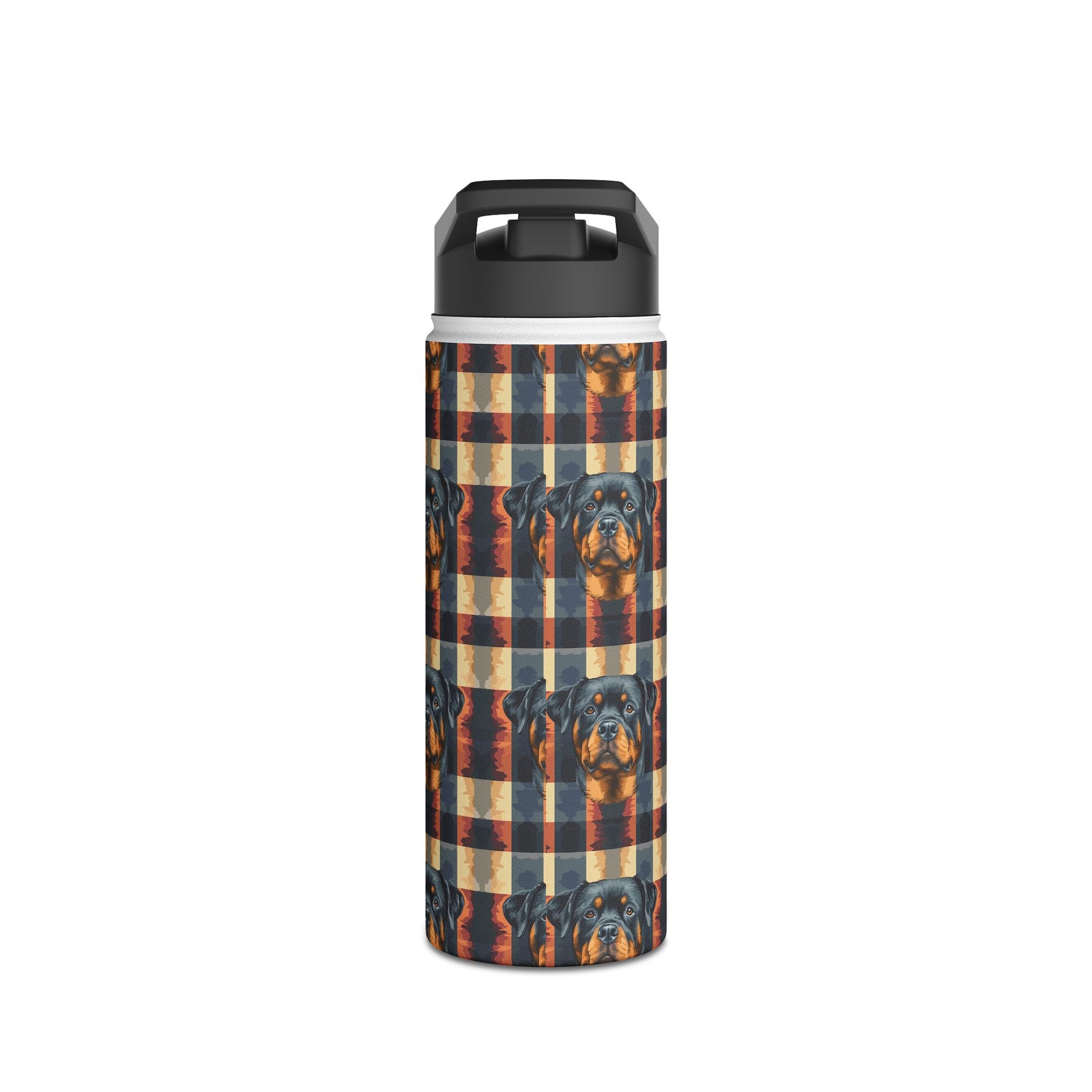 Pawsome Rottweiler Royalty Plaid Stainless Steel Water Bottle