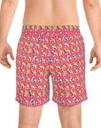 Bubblegum Glamour Bulldog Bouquet Men's Mid-Length Swim Shorts