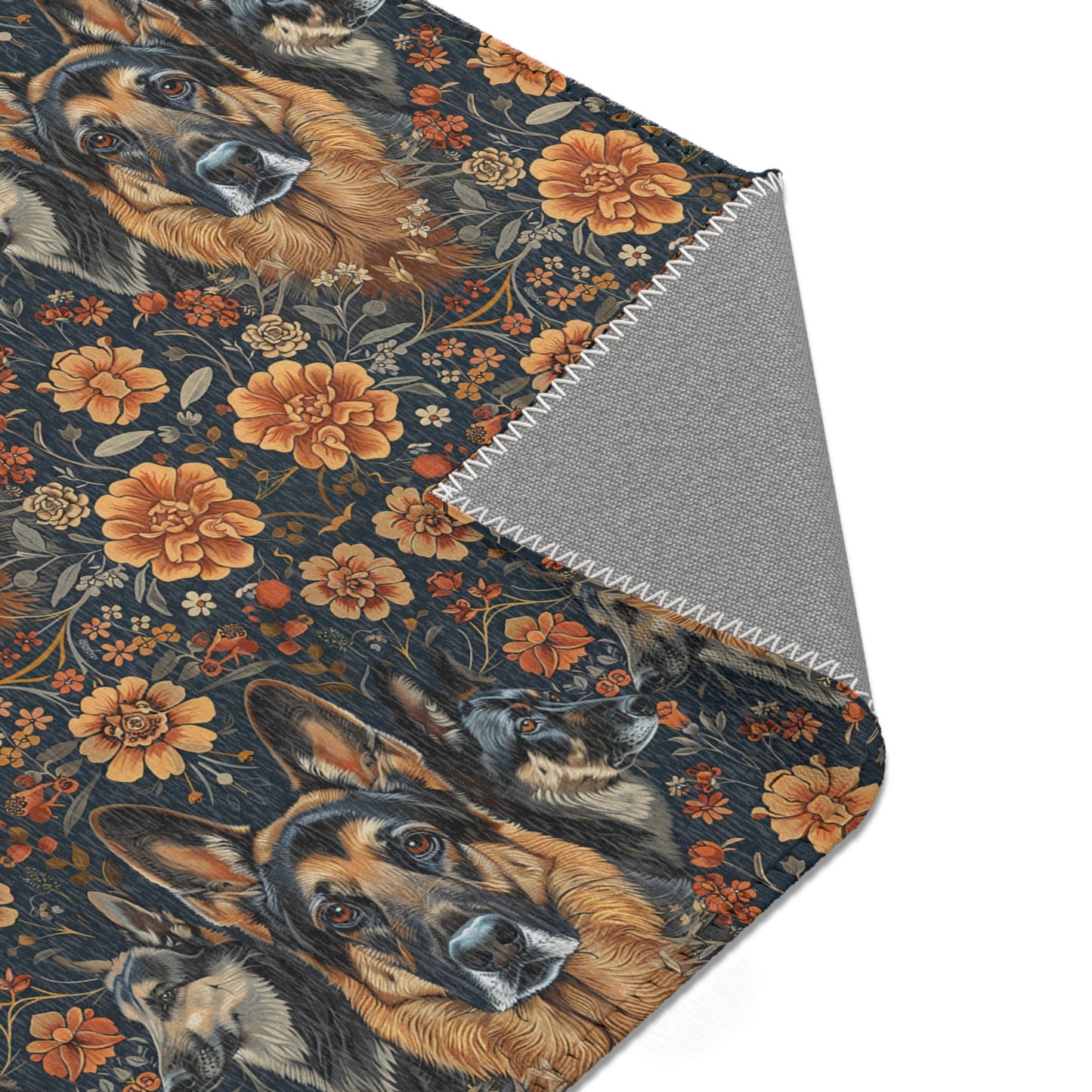 German Shepherd Grandeur - William Morris Inspired Area Rug