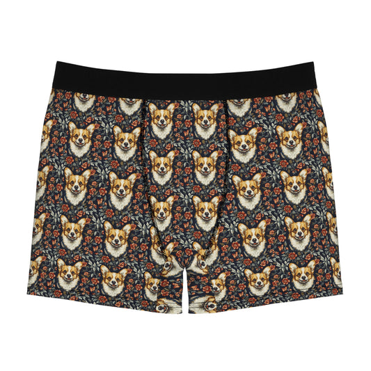 Floofy Corgi Blossom Blast Men's Boxer Briefs