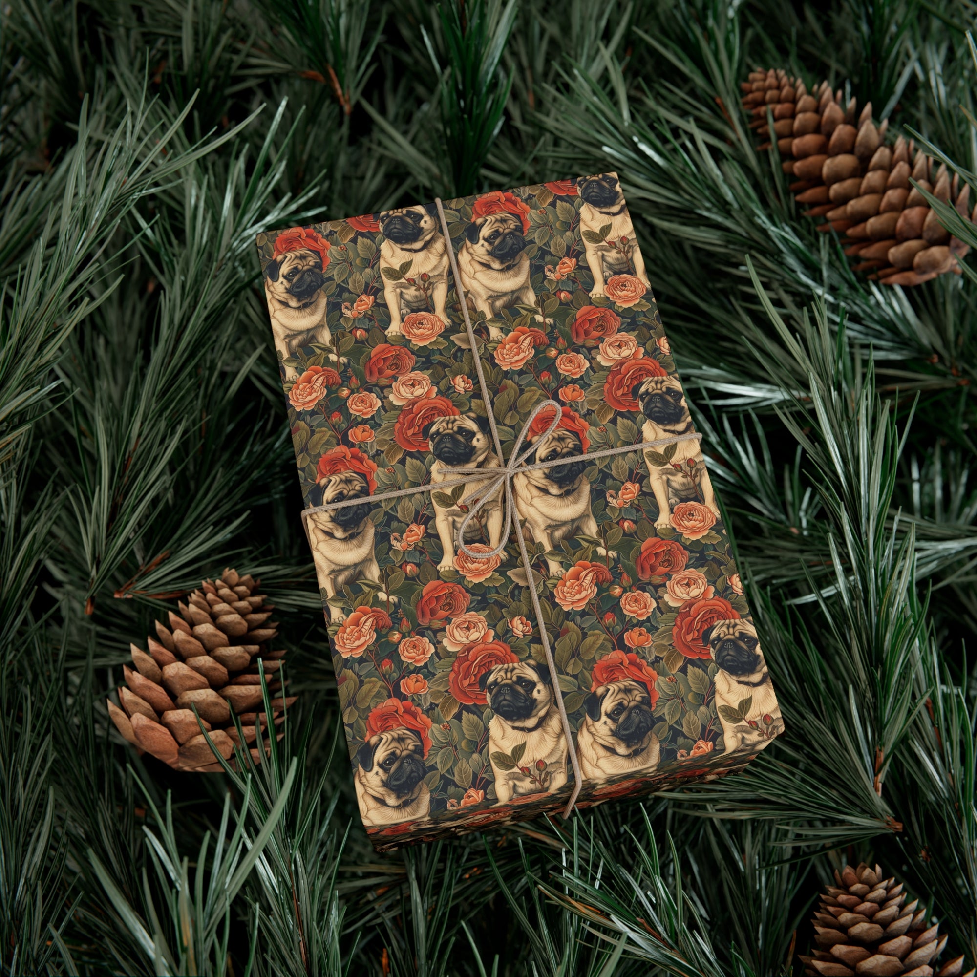 Blooming Pug Paradise Gift Wrap Papers