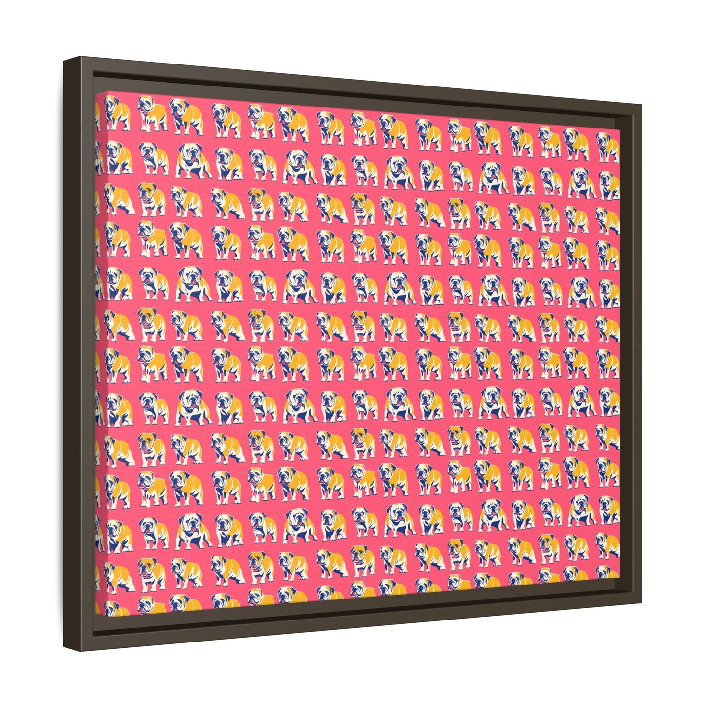 Bubblegum Glamour Bulldog Bouquet Matte Canvas, Framed