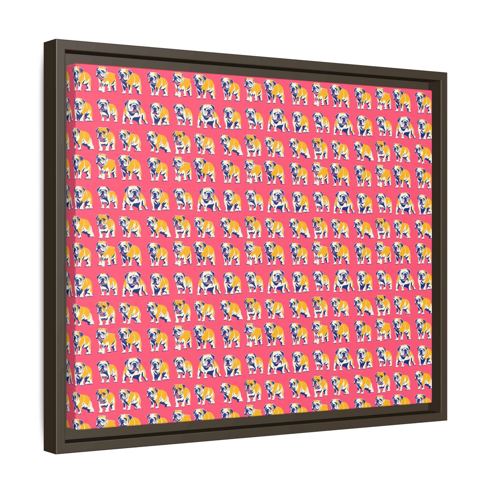 Bubblegum Glamour Bulldog Bouquet Matte Canvas, Framed