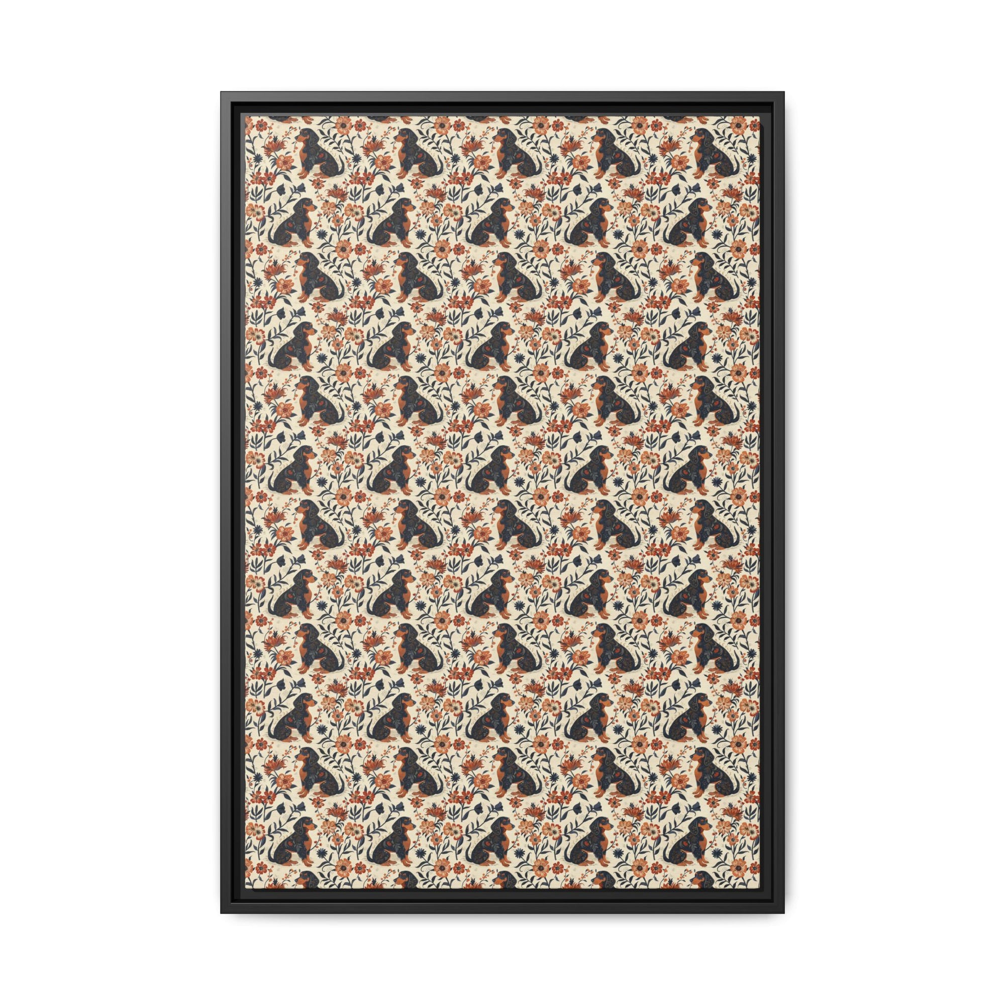 Blossoming Dachshunds Delight Matte Canvas, Framed