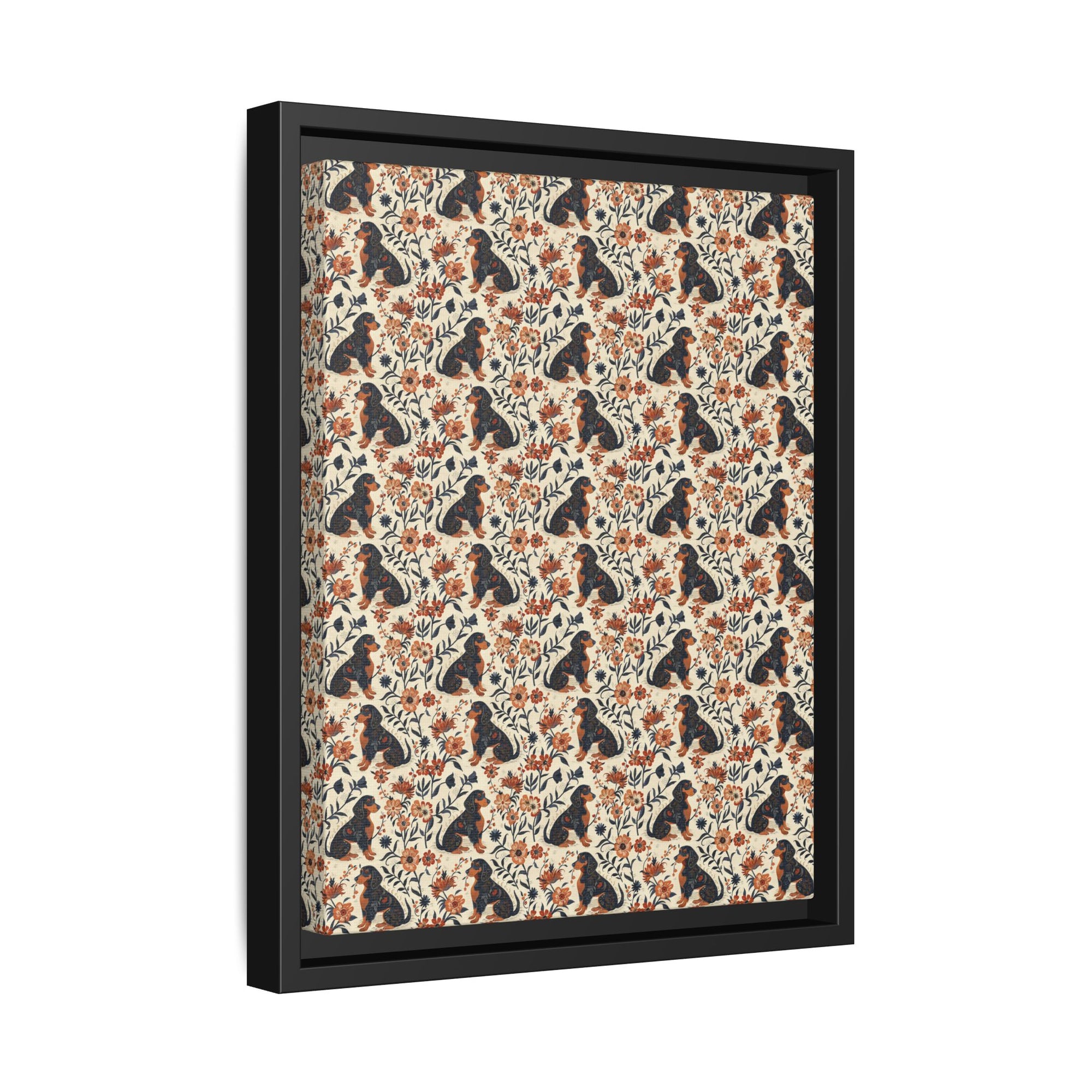 Blossoming Dachshunds Delight Matte Canvas, Framed