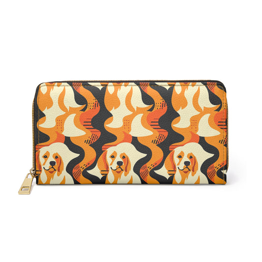 Golden Woof Abstract Glamour Zipper Wallet