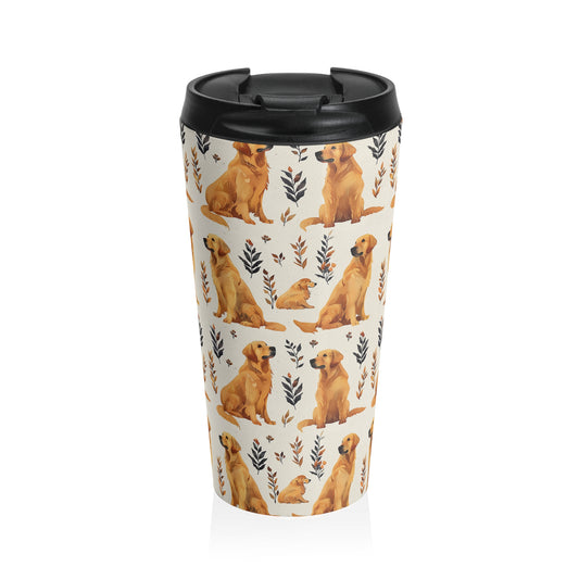 Golden Glamour Paws - Luxe Licks for Regal Retrievers Stainless Steel Travel Mug