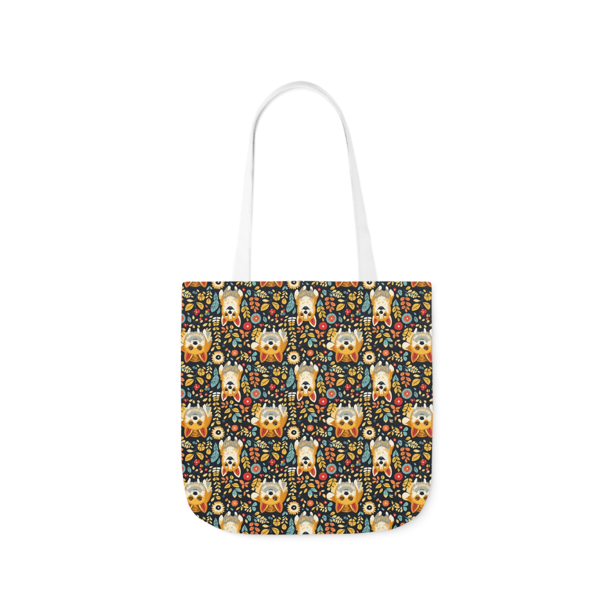 Corgi Rainbow Vine Dream Canvas Tote Bag