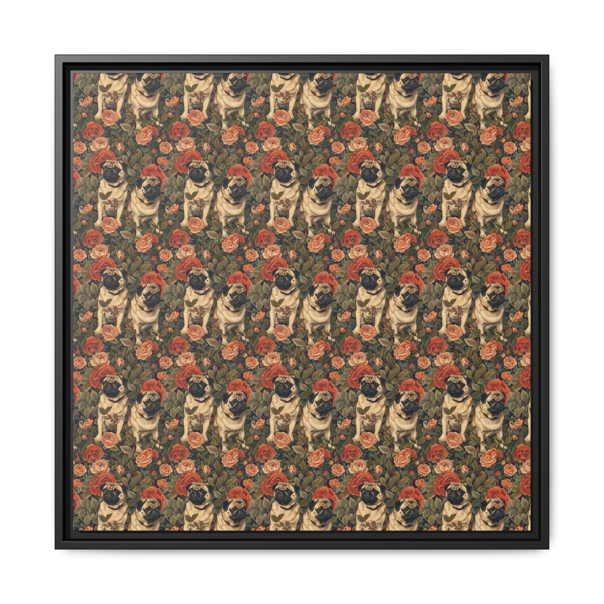 Blooming Pug Paradise Matte Canvas, Framed