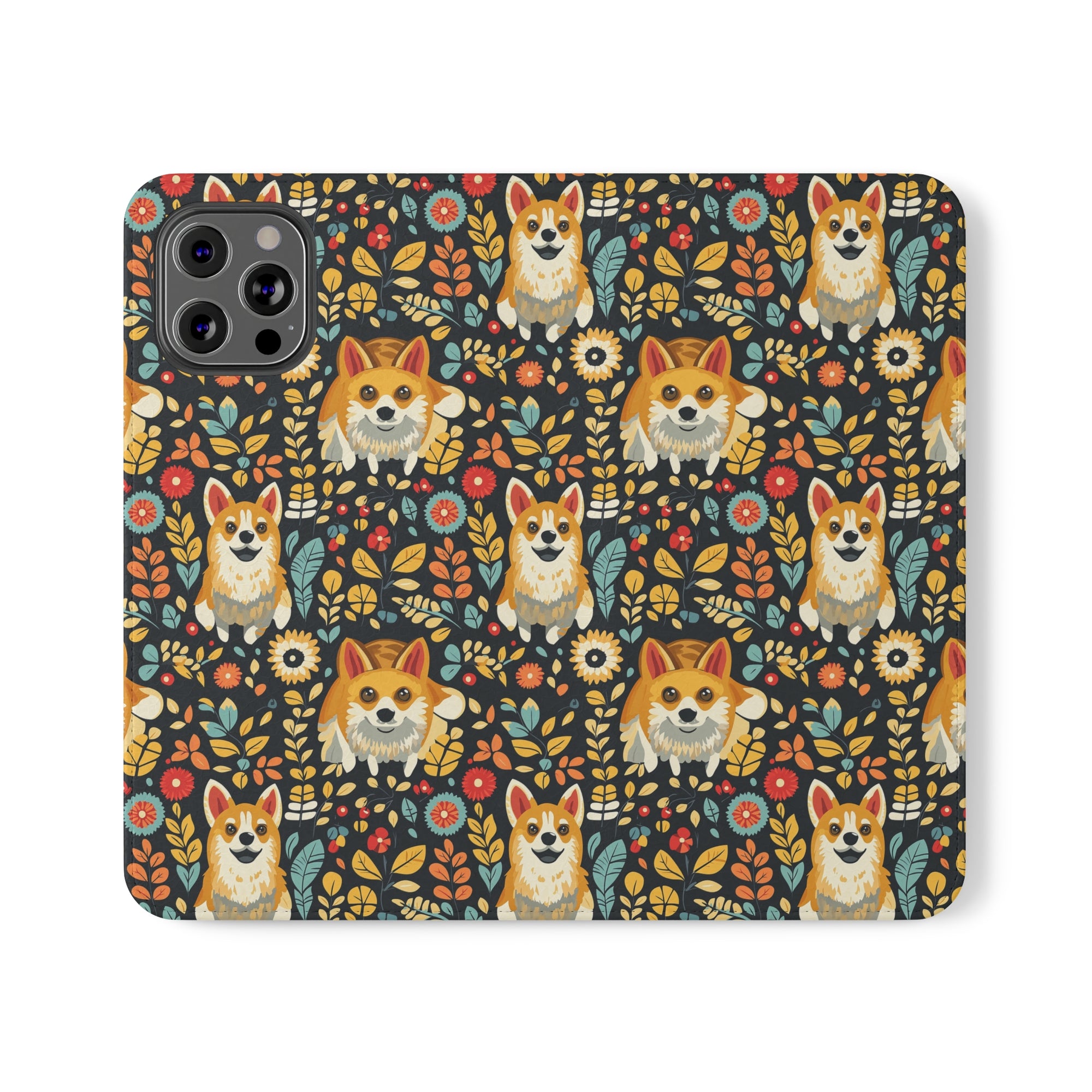 Corgi Rainbow Vine Dream Flip Cases