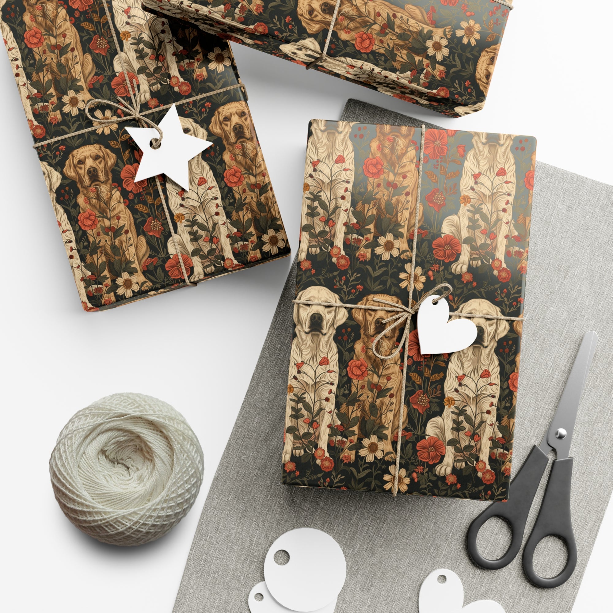 Blossoming Labradors Bouquet Gift Wrap Papers