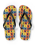 Frenchie Pop Art Pawfection Grid Flip Flops