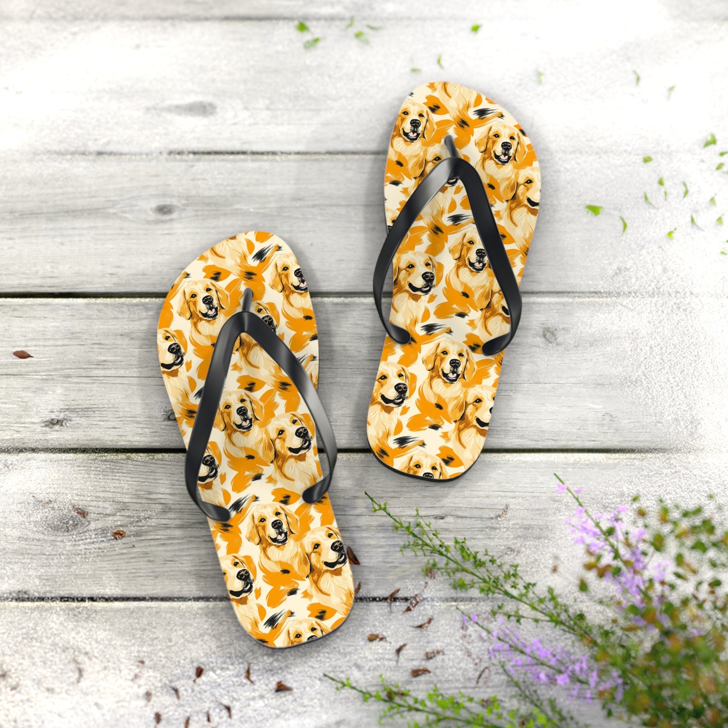 Golden Glitz 'n Glamour Woofwear Flip Flops