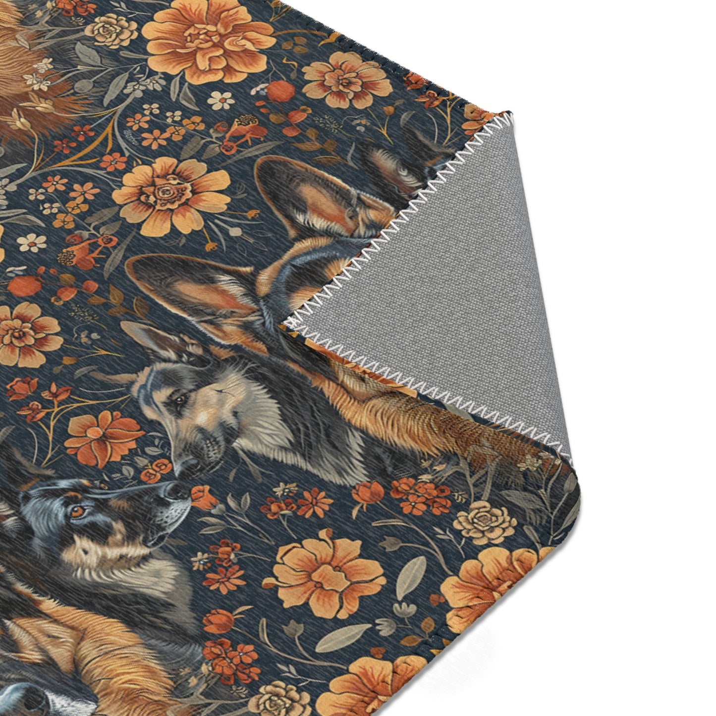 German Shepherd Grandeur - William Morris Inspired Area Rug