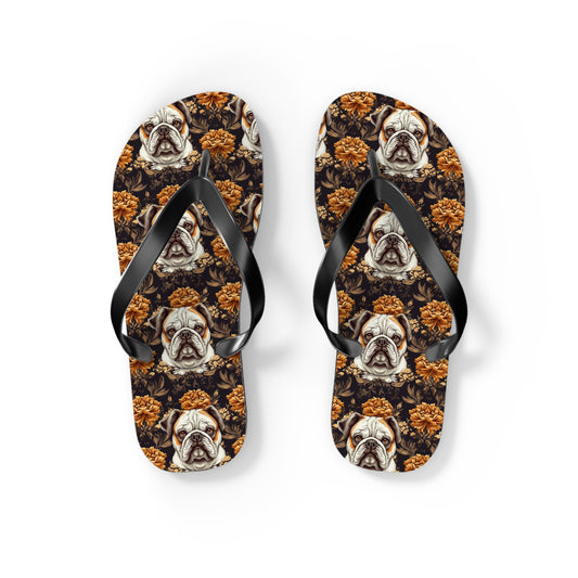 Bloomingly Bulldogistic Bouquet Flip Flops