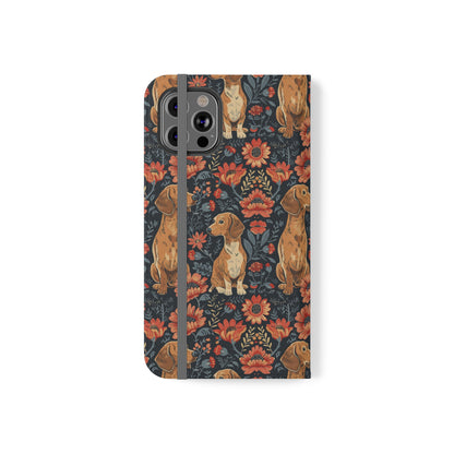 Floral Pawsome Dachsund Delight Flip Cases