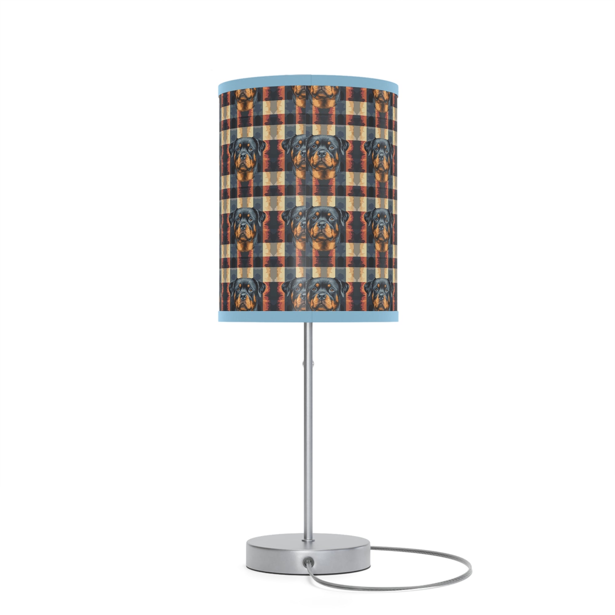 Pawsome Rottweiler Royalty Plaid Lamp on a Stand