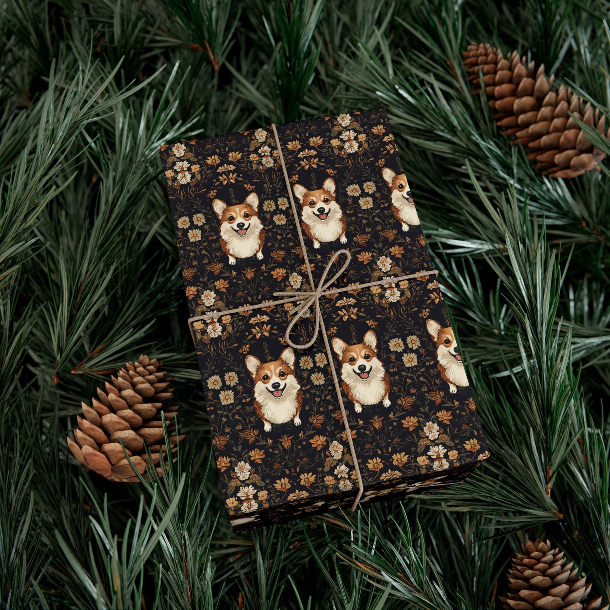 Nighttime Corgi Glow Stride Gift Wrap Papers