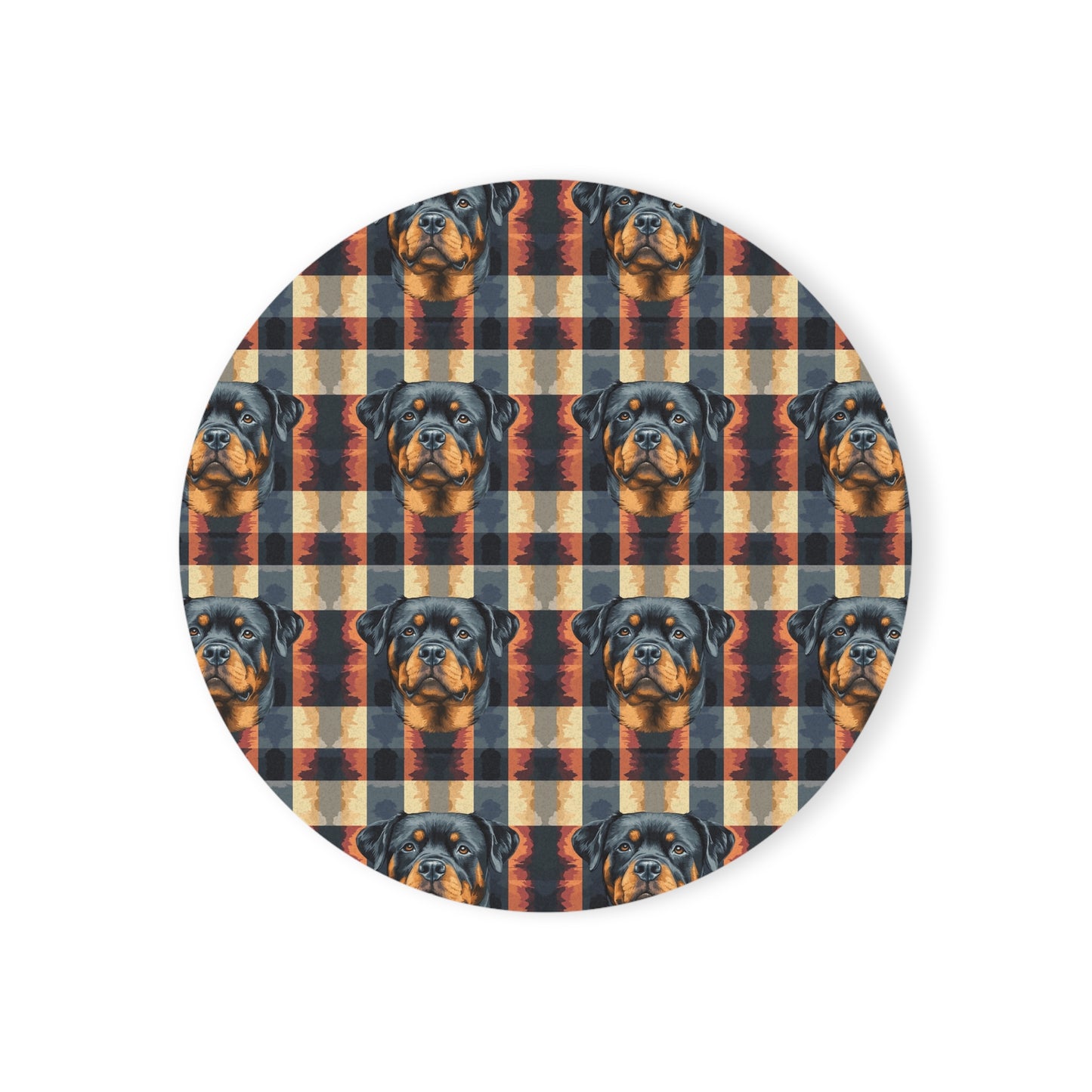 Pawsome Rottweiler Royalty Plaid Cork Back Coaster