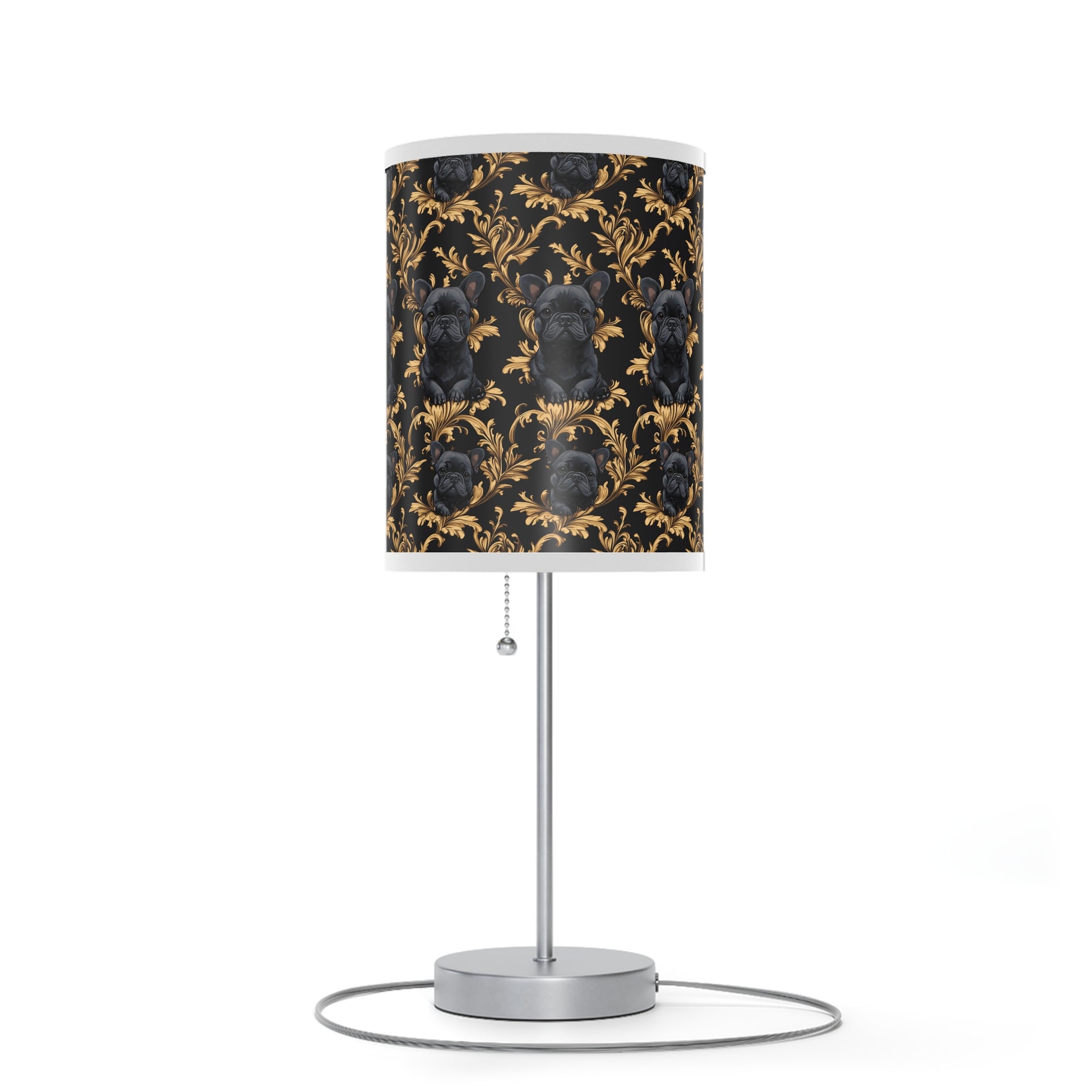 Regal Frenchie Noir Elegance Lamp on a Stand