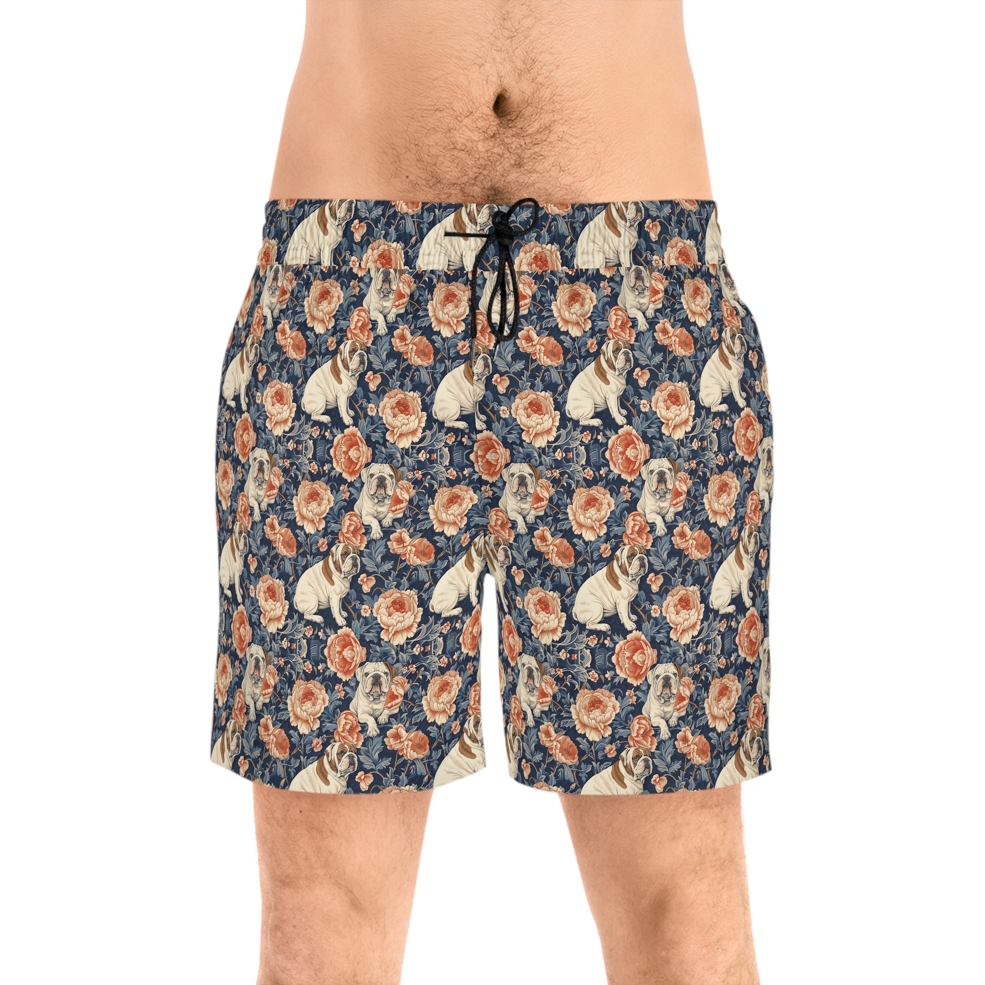 Blooming Bulldog Beauty Men&#39;s Mid-Length Swim Shorts