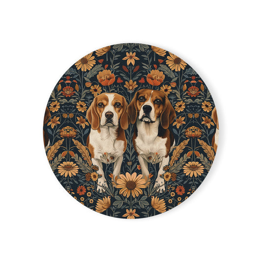 Beagle Buddies Meadow Magic Cork Back Coaster