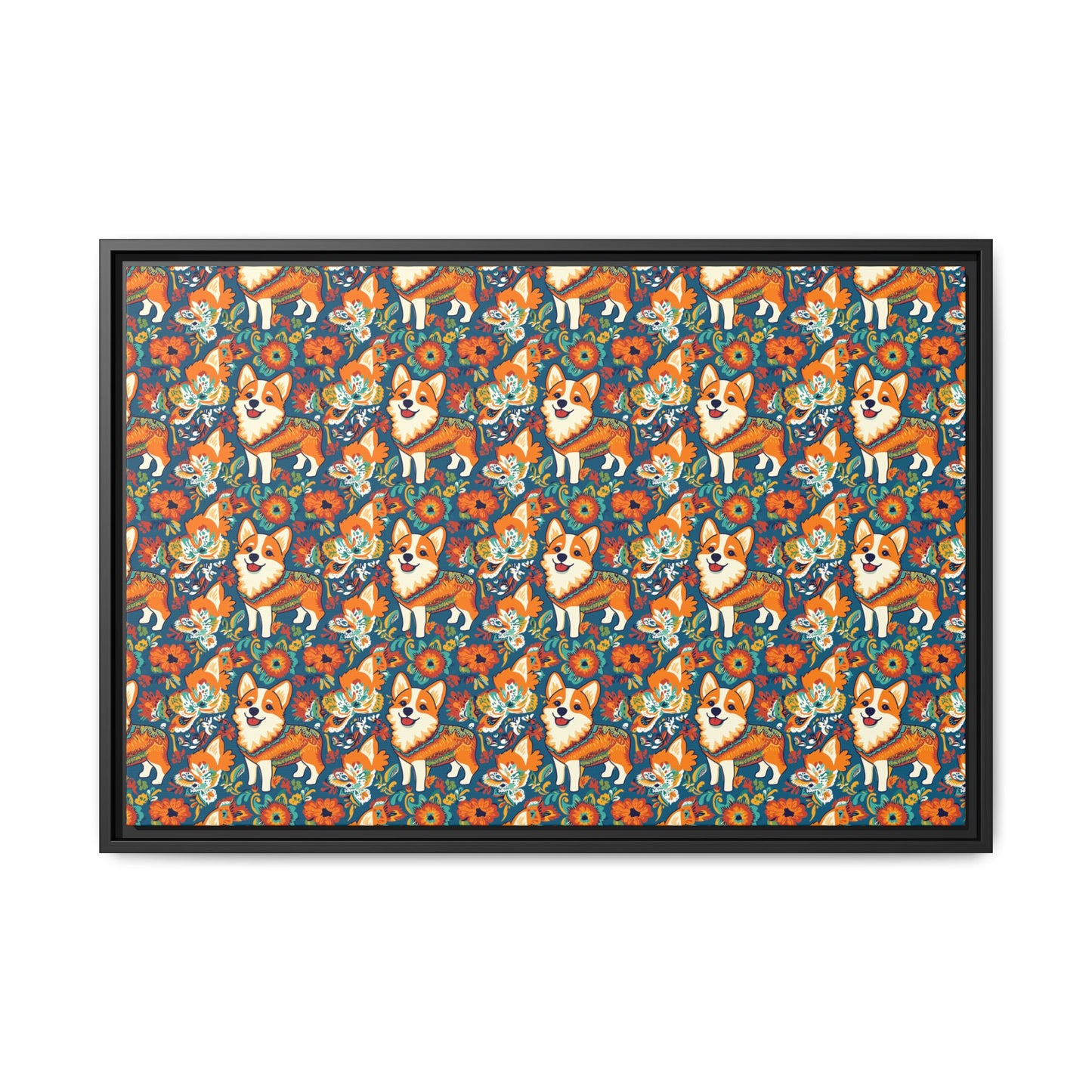 Corgi Carnival Couture Matte Canvas, Framed