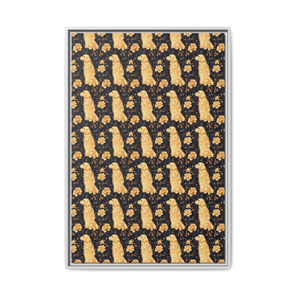 Golden Paws Floral Frenchie Matte Canvas, Framed