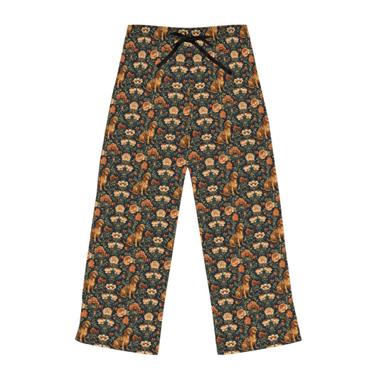 Dazzling Dachsund Blossoms & Foliage Women's Pajama Pants