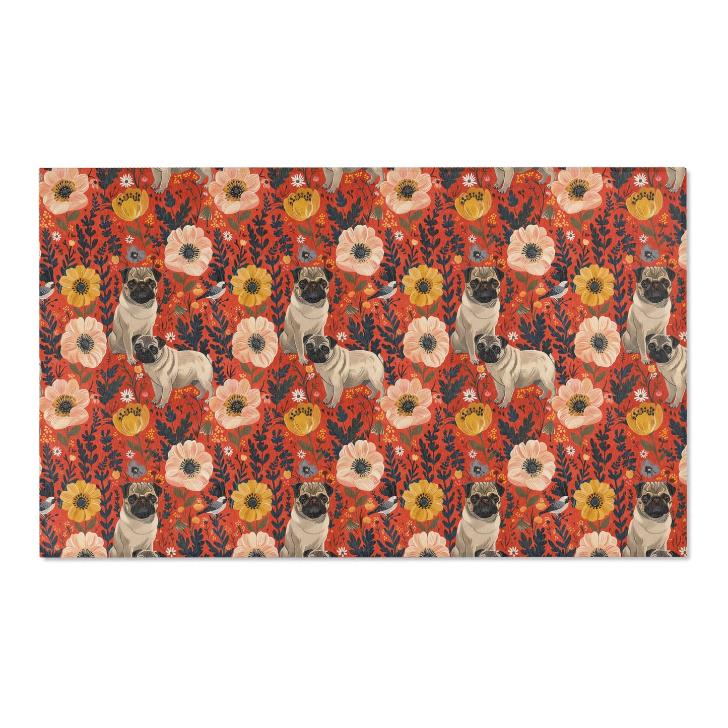 Pugs and Poppies Heritage Rug