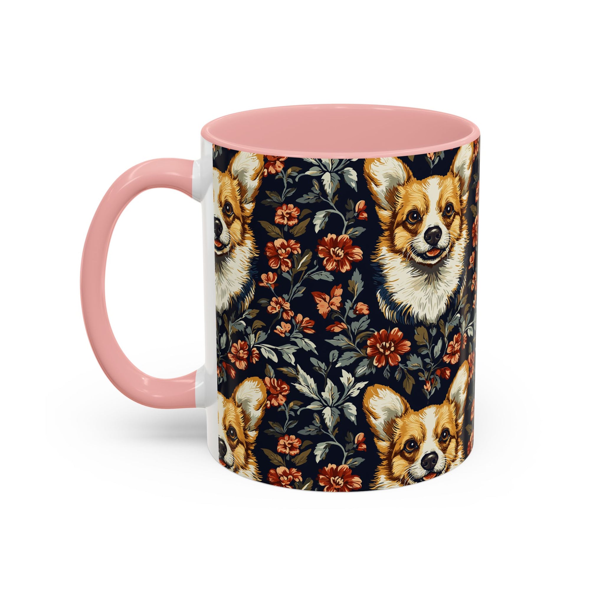 Floofy Corgi Blossom Blast Accent Coffee Mug