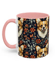 Floofy Corgi Blossom Blast Accent Coffee Mug