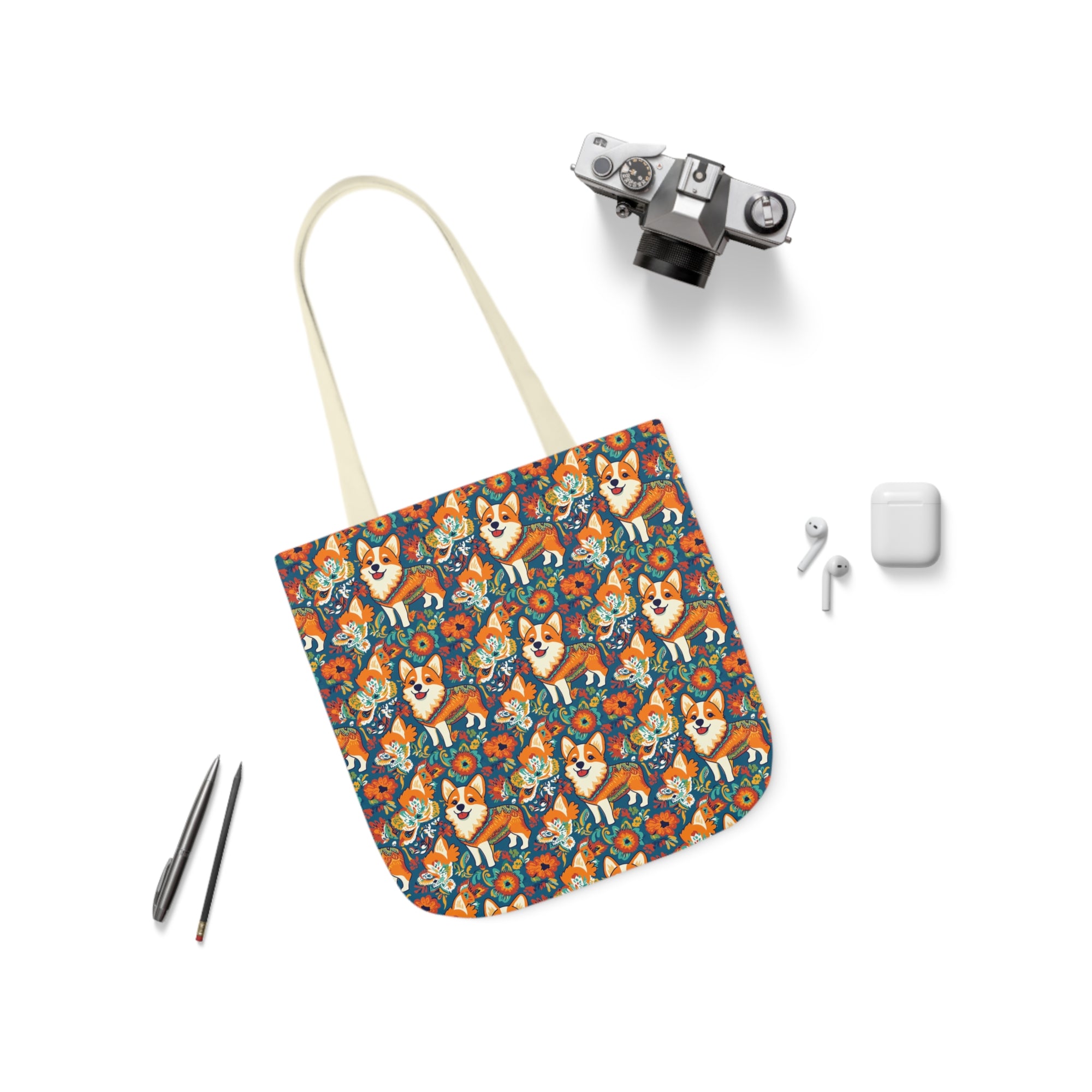 Corgi Carnival Couture Canvas Tote Bag