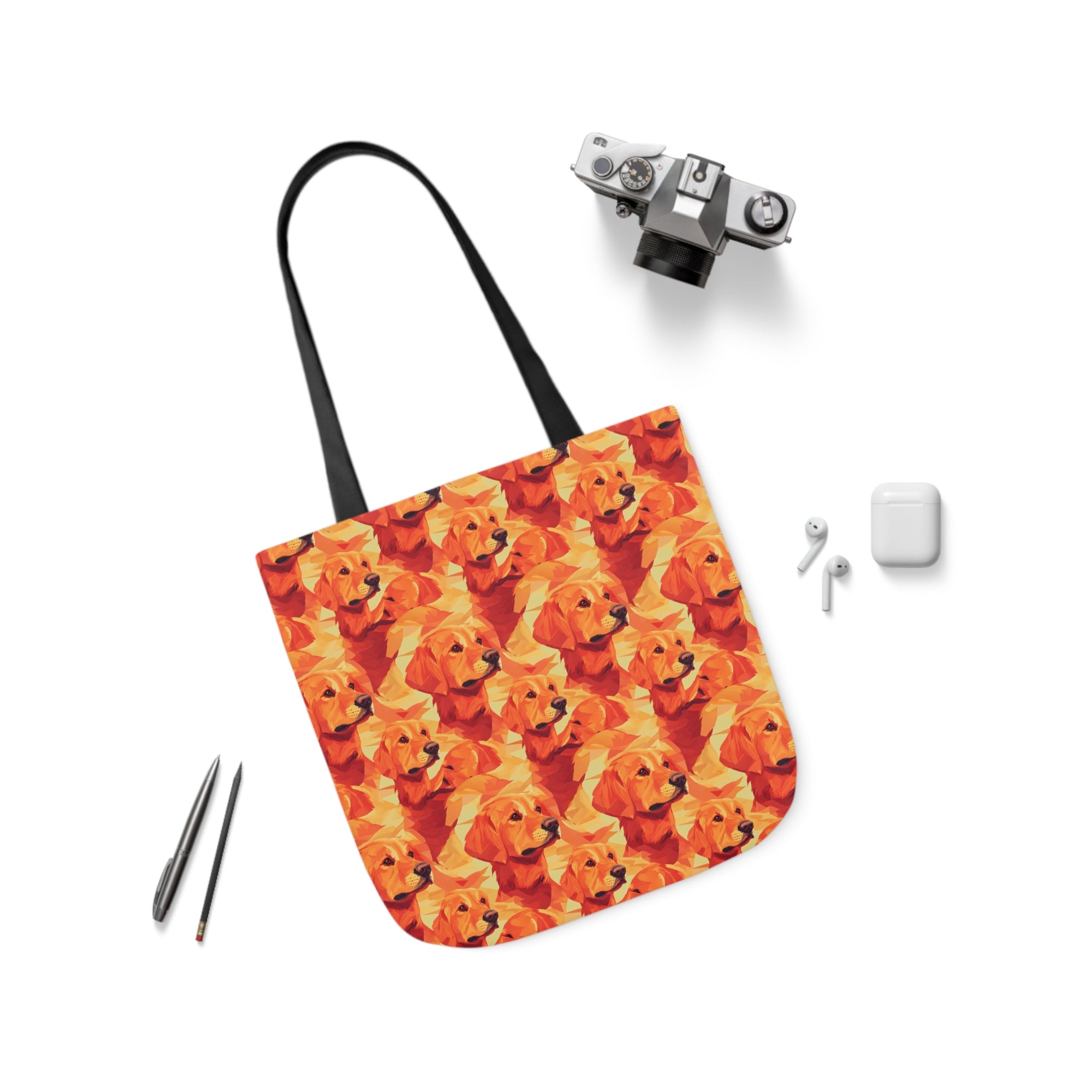 Golden Glamour Paws Canvas Tote Bag