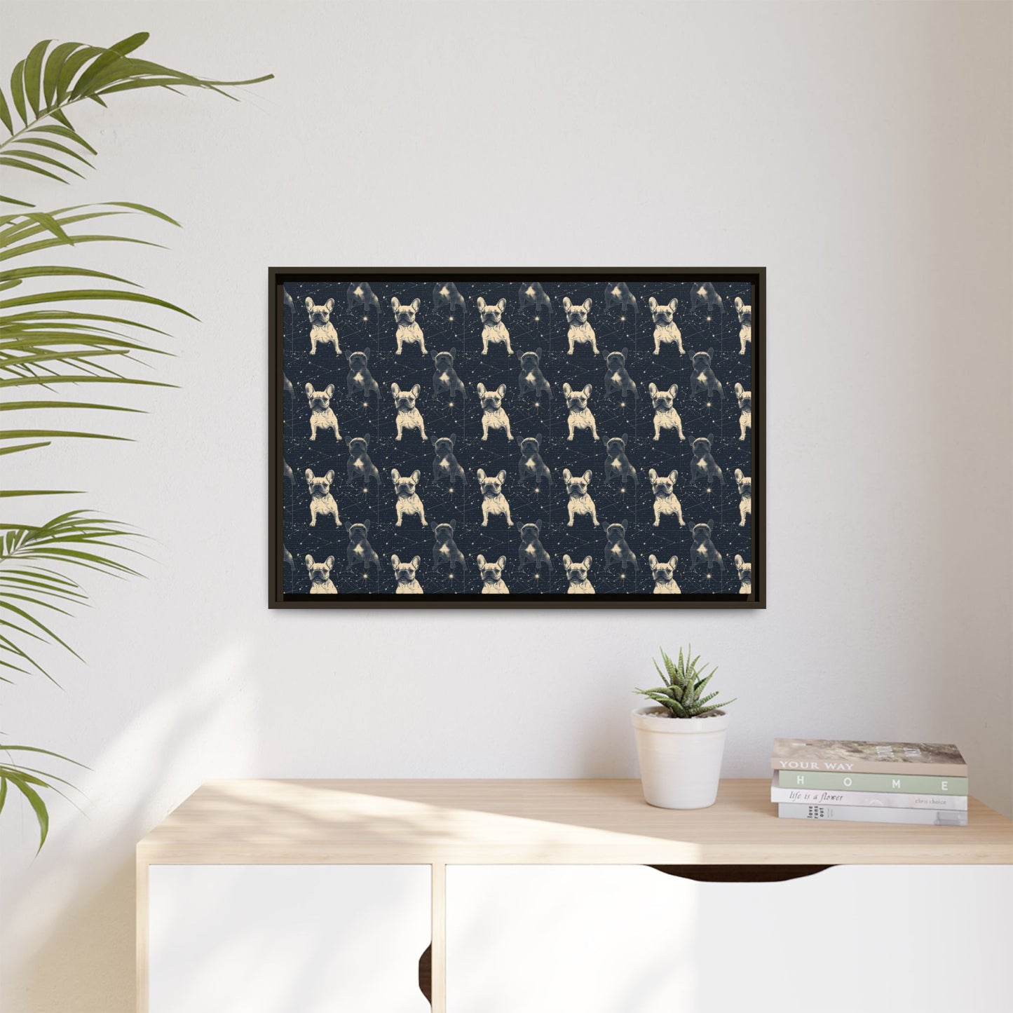 Frenchie Celestial Soar Matte Canvas, Framed