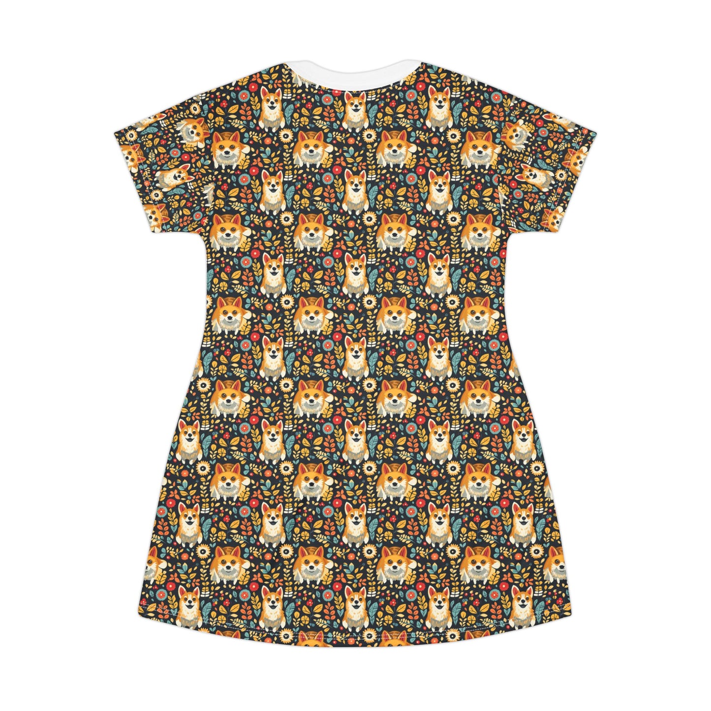 Corgi Rainbow Vine Dream T-Shirt Dress