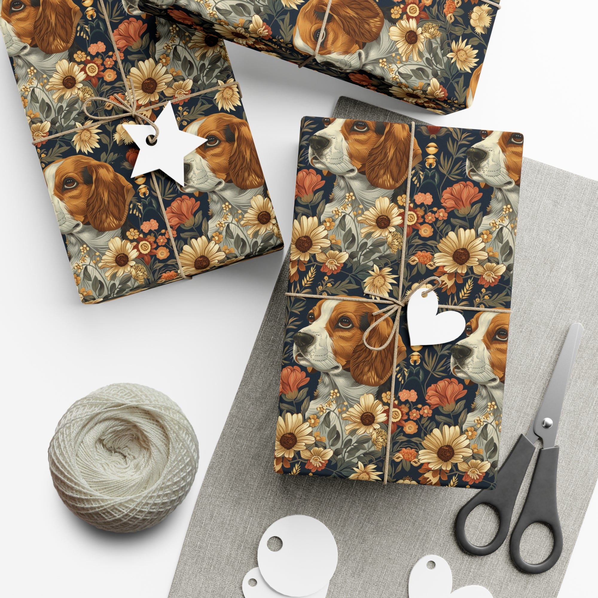 Beagle Blossoms Gift Wrap Papers