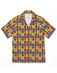 Frenchie Pop Art Pawfection Grid Men's Hawaiian Camp Shirt