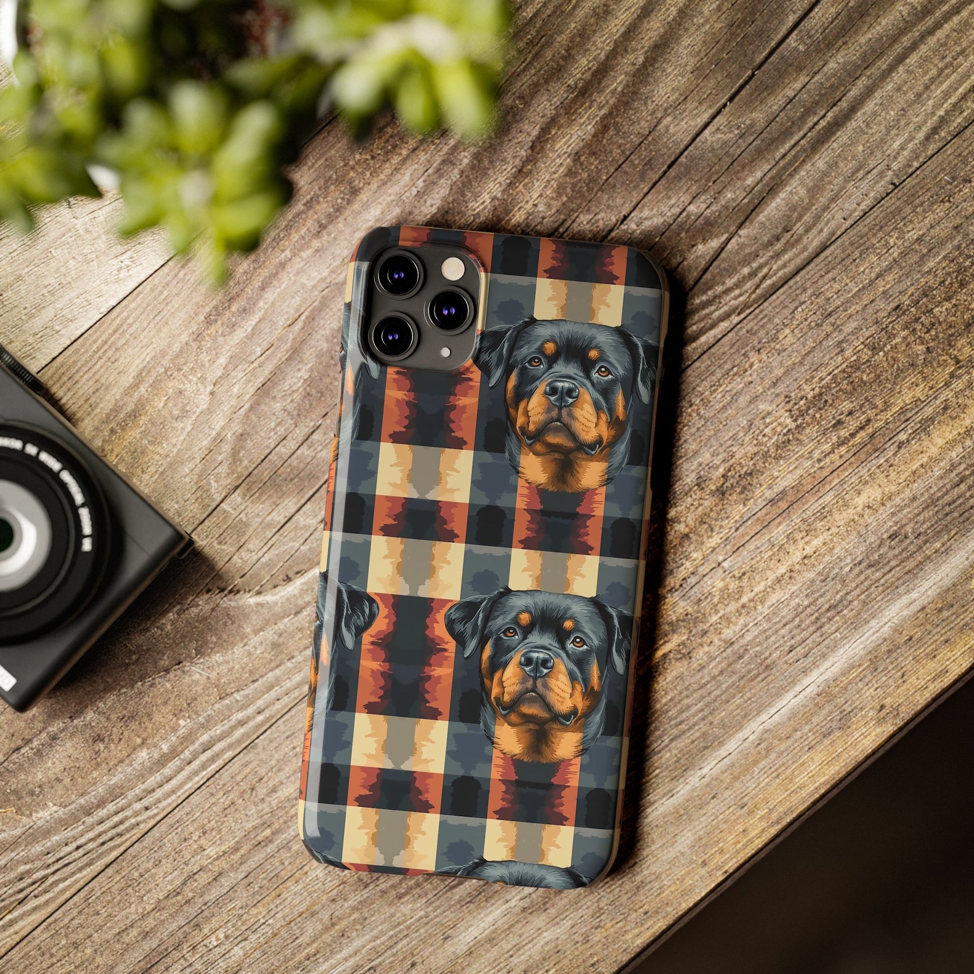 Pawsome Rottweiler Royalty Plaid Slim Phone Cases