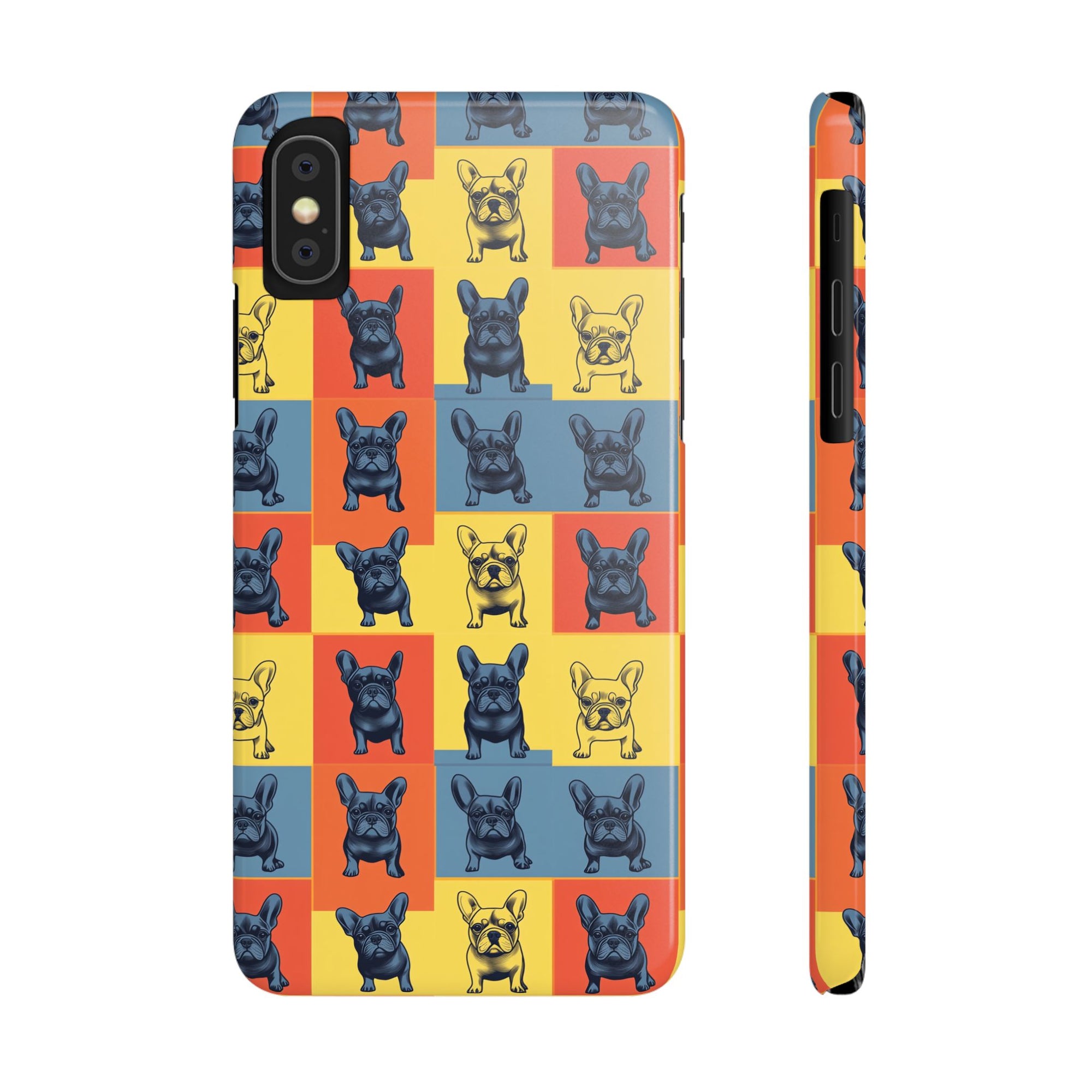 Frenchie Pop Art Pawfection Grid Slim Phone Cases