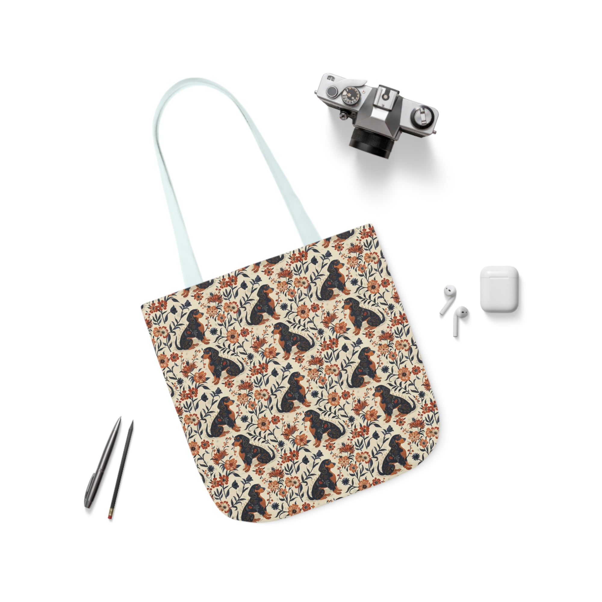 Blossoming Dachshunds Delight Canvas Tote Bag