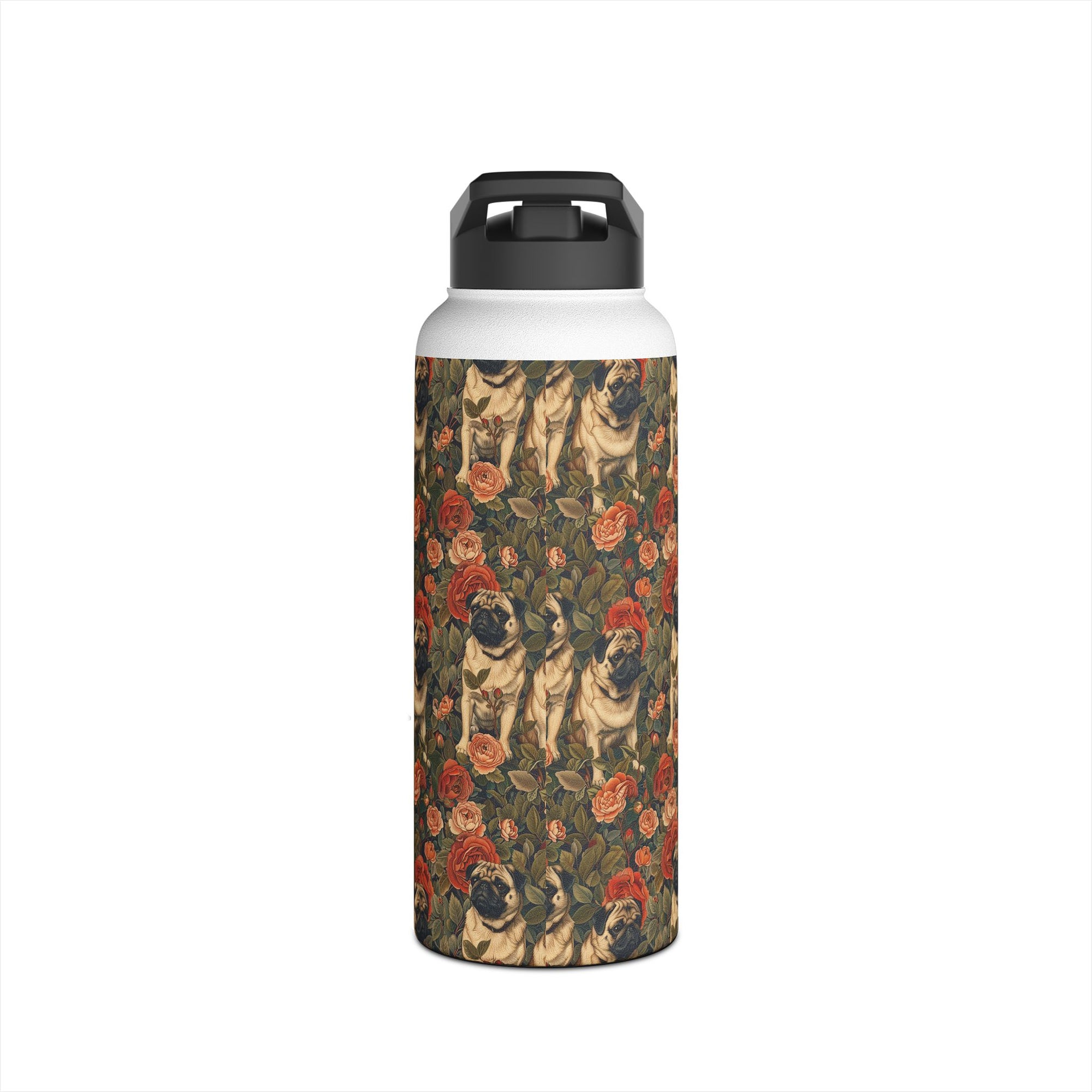 Blooming Pug Paradise Stainless Steel Water Bottle